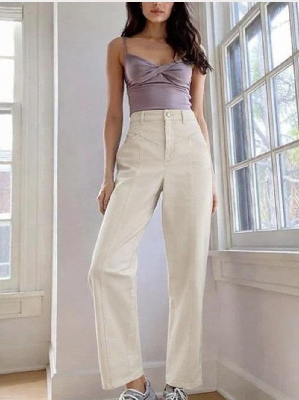Aritzia Wilfred Free Archer Cream Straight Leg Utility Carpenter Pants